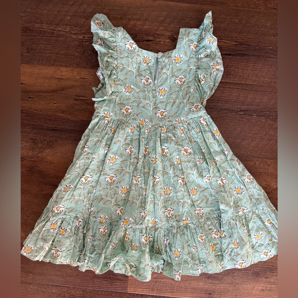 Pink Chicken Green Floral Kids Dress - Picture 2 of 3